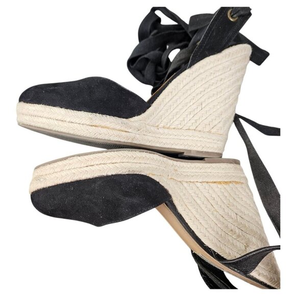 Steve Madden Barre Black‎ Closed Toe Lace Up Wedge Size 9M Faux Suede - Picture 6 of 10